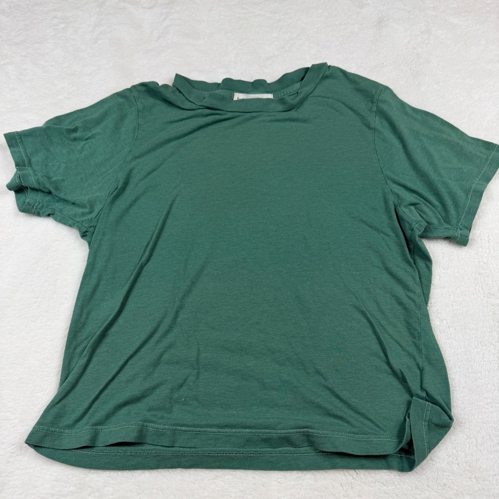 Back Beat Co Womens Forest Green Short Sleeve Boxy Crew Neck Tee Shirt Size L